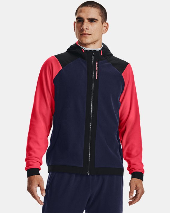 Men's UA RUSH™ Fleece Full-Zip Hoodie, Navy, pdpMainDesktop image number 3